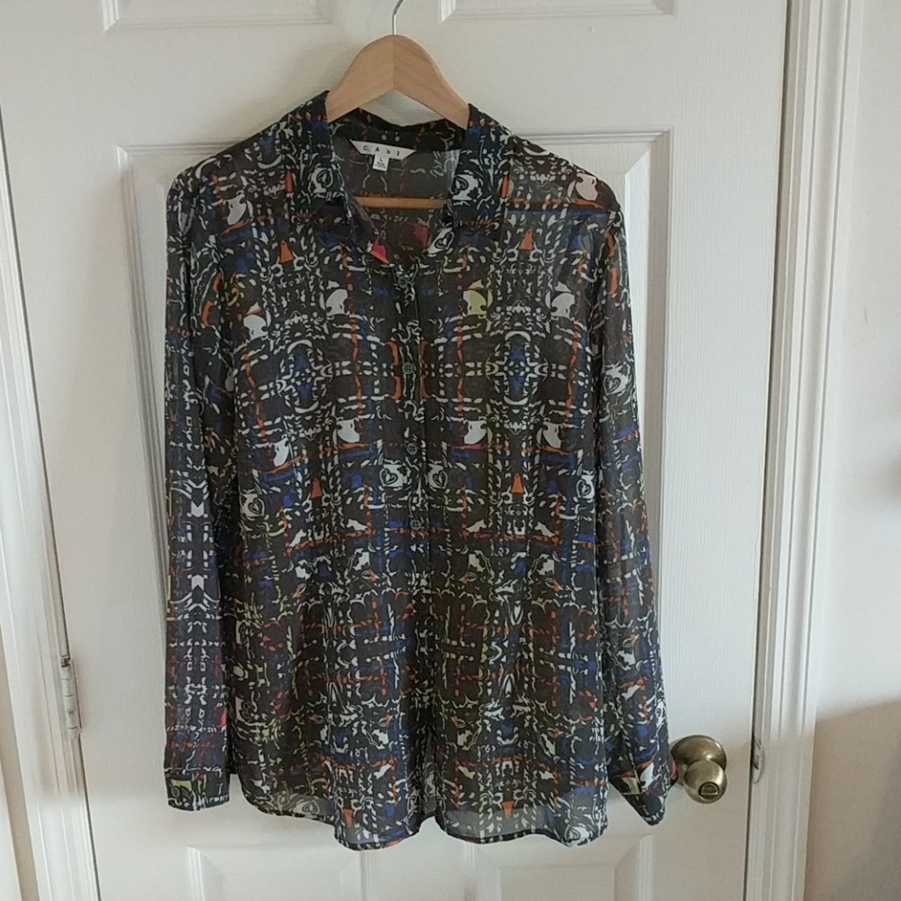 Cabi sheer button down blouse